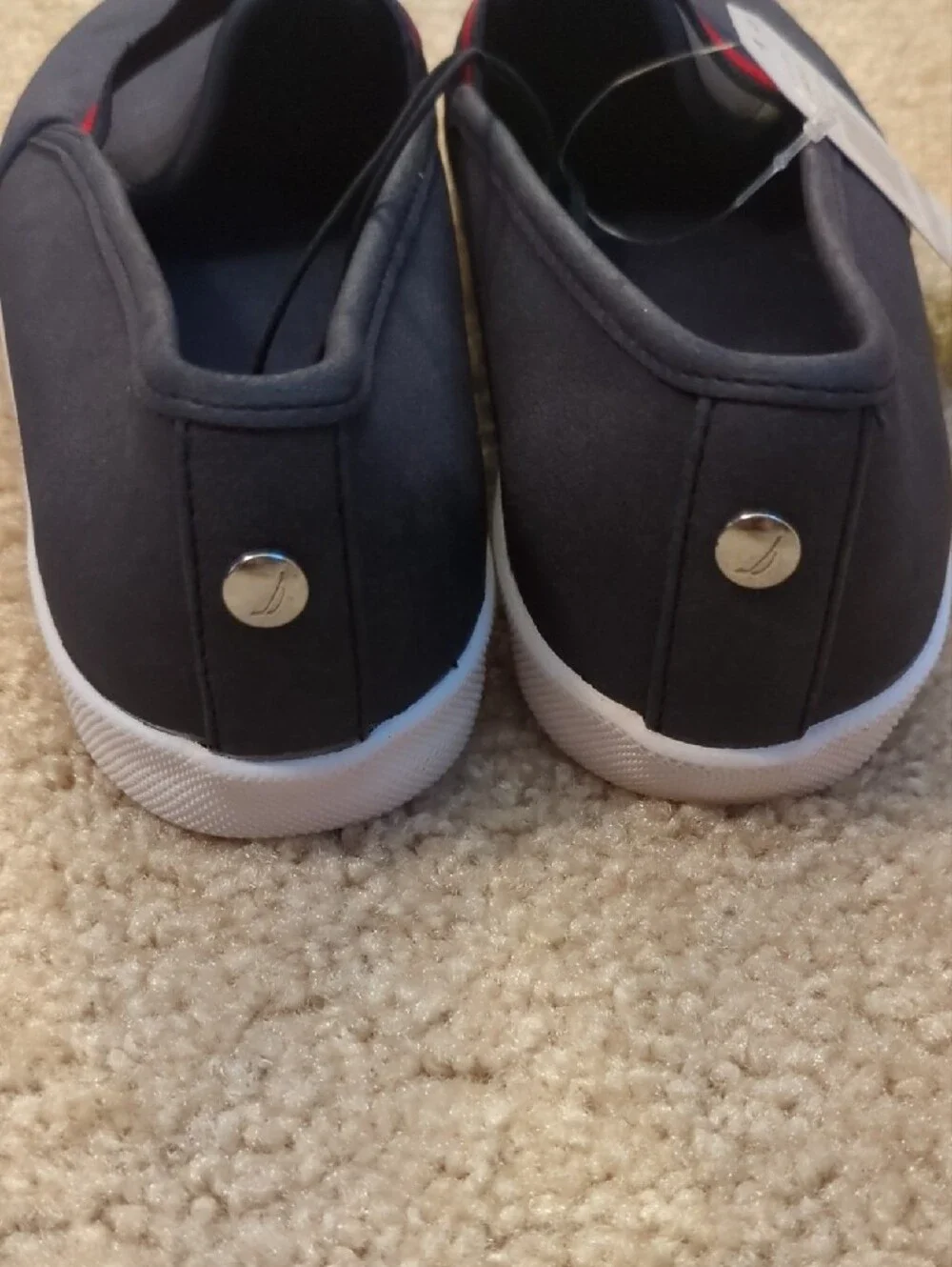 Nautica Navy Slip-On Sneakers with Red Stripe